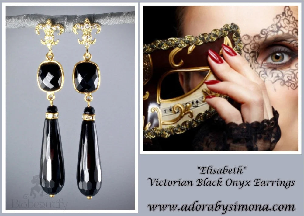 Victorian Black Onyx Earrings By Elizabeth