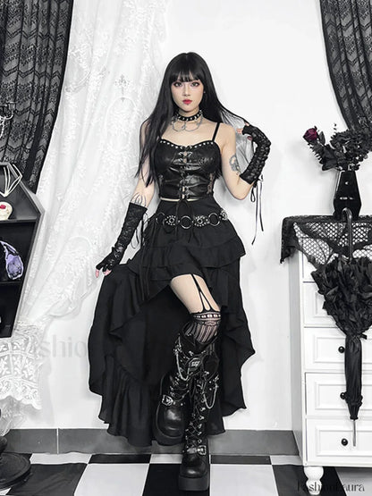 Victorian Inspired SteamRetro Gothic Hi Low Lace Party Skirt