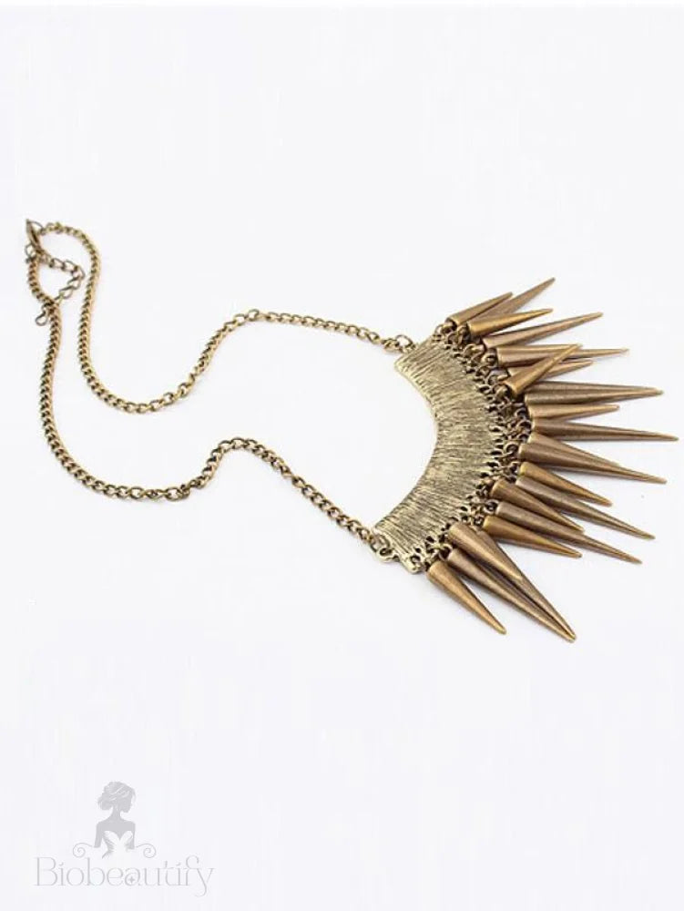 Vintage Chain Rivet Necklace Gold