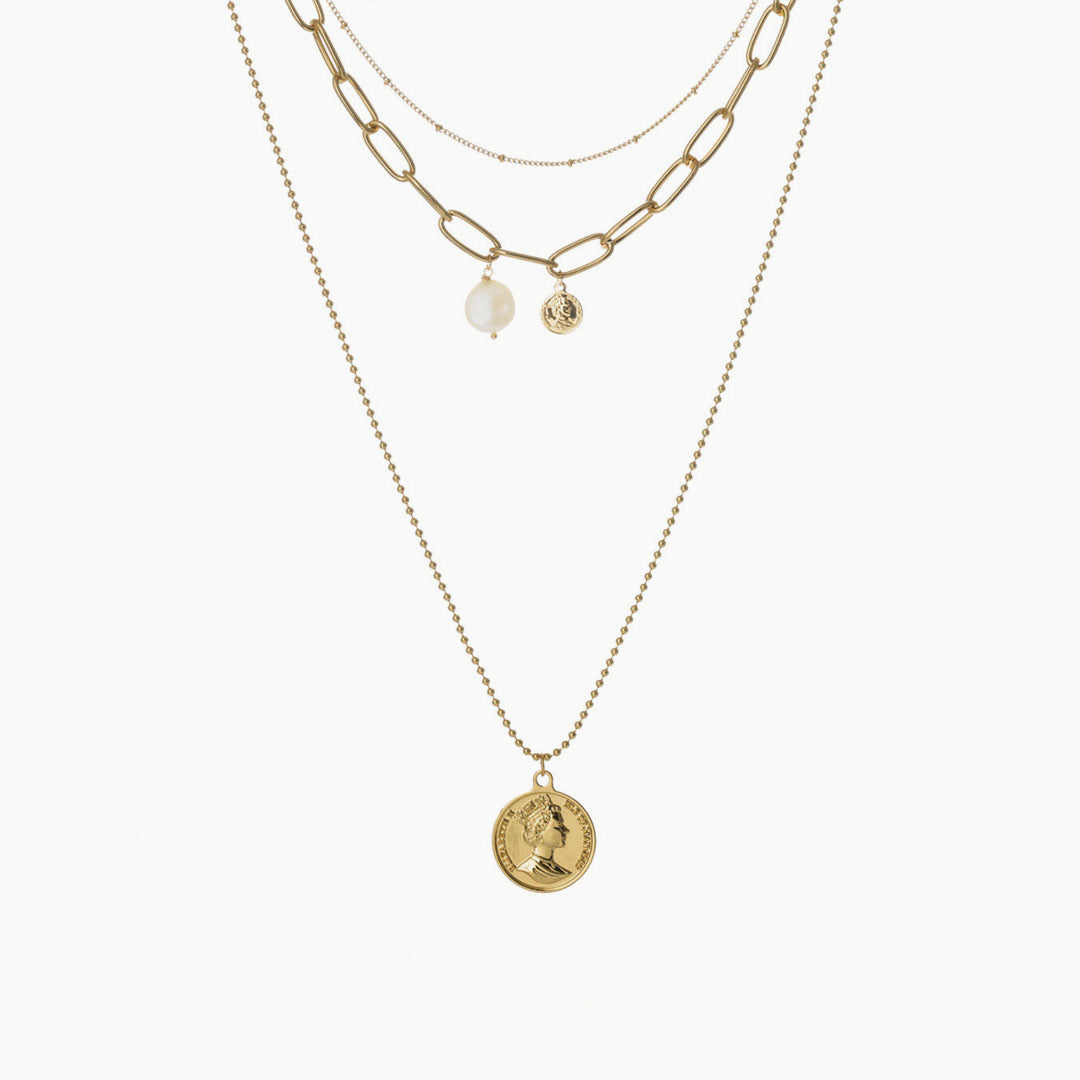 Boho Coin Charm Layered Pendant Necklace In Gold One Size /
