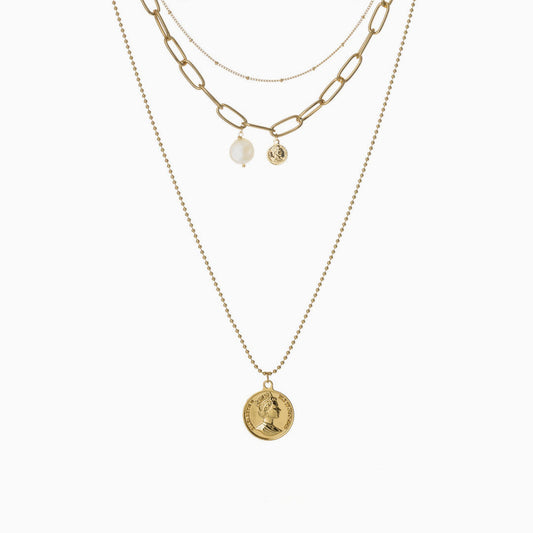 Boho Coin Charm Layered Pendant Necklace In Gold One Size /