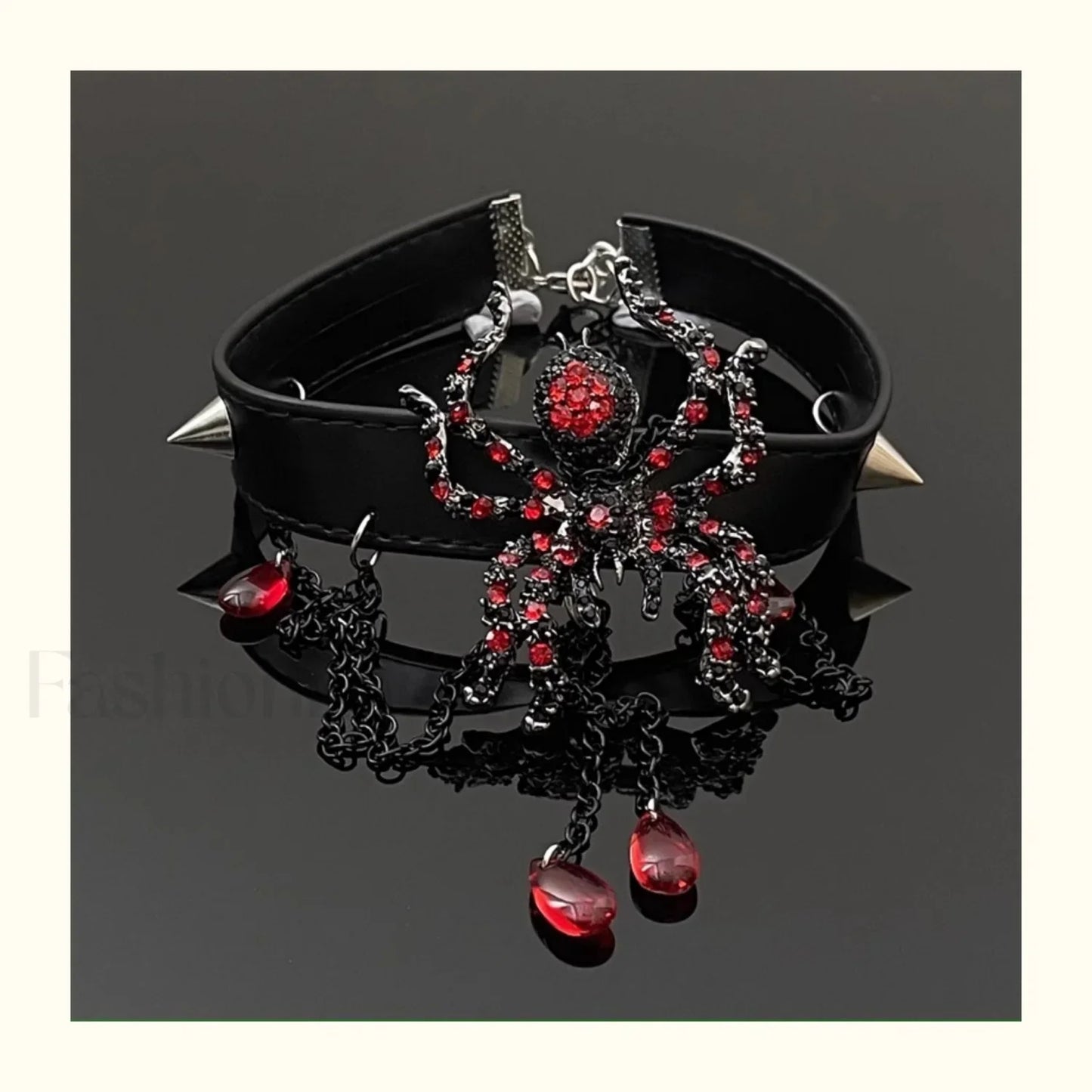 Vintage Dark Punk Spider Tassel Necklace BLACK