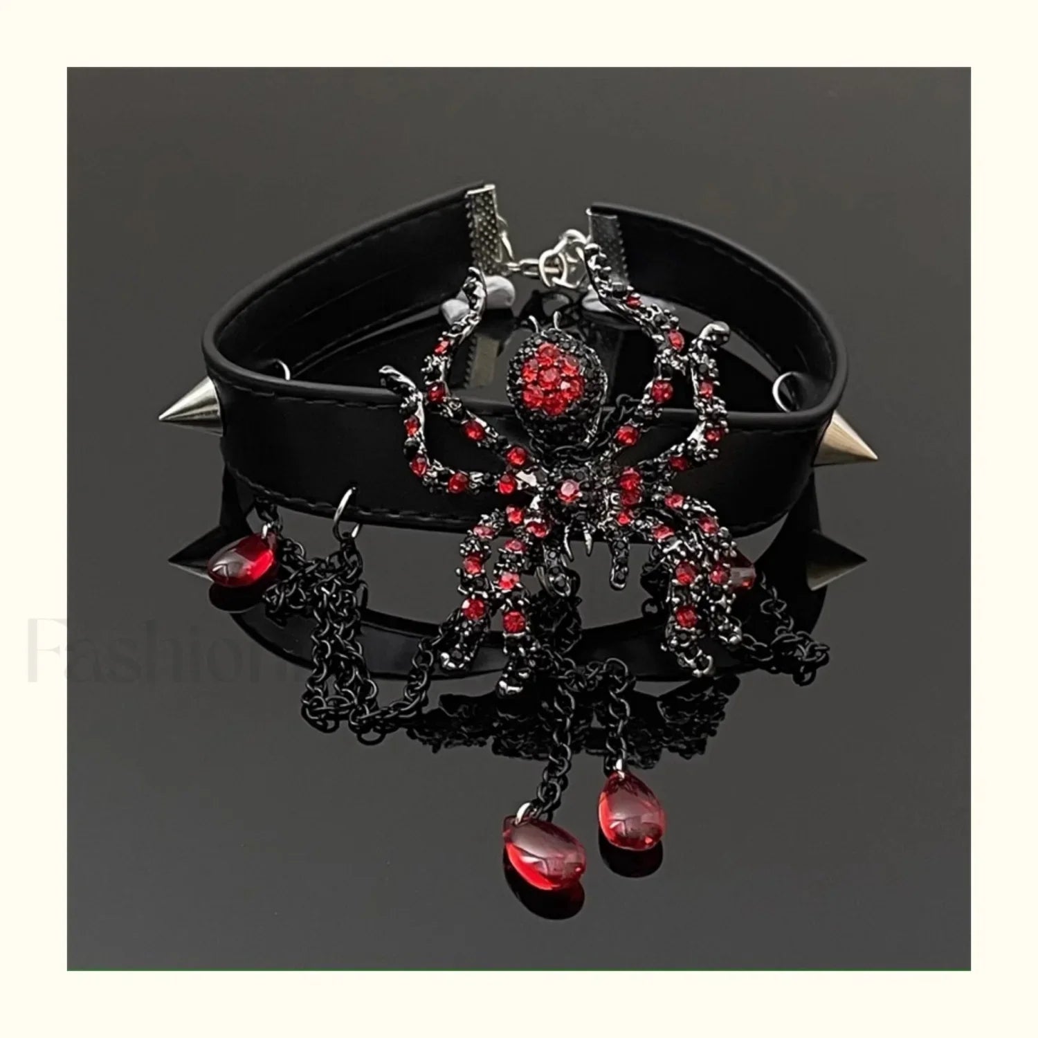Vintage Dark Punk Spider Tassel Necklace BLACK