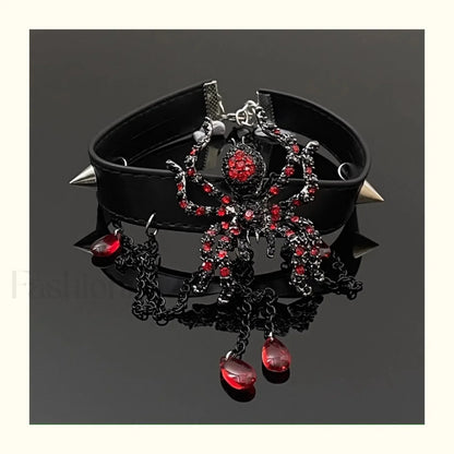 Vintage Dark Punk Spider Tassel Necklace BLACK