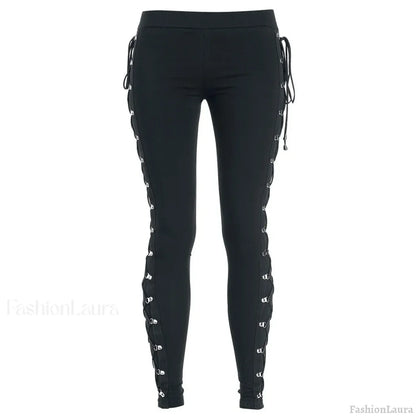 Vintage Gothic Lace Up Slim Halloween Pants