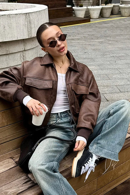 Vintage Maillard Bomber Lapel Leather Jacket