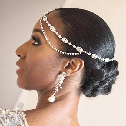 Virginia Crystal Bridal Forehead Accessory Silver Gold Options