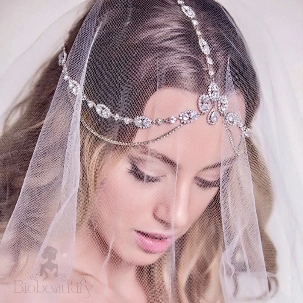 Wedding Hair Accessories - Crystal Bridal Forehead Accessory - Available in Silver and Gold