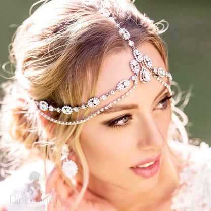 Virginia Crystal Bridal Forehead Accessory Silver Gold Options