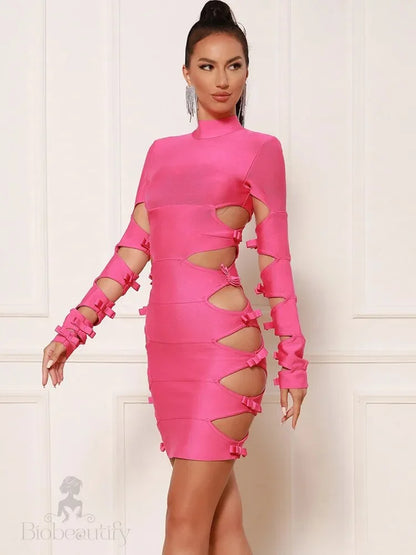 Vivien Bandage Dress With Long Sleeves And Cut Outs