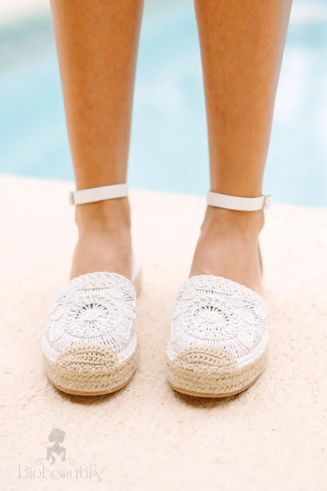 White Espadrille Flats 7.5 /