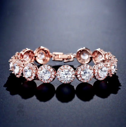 Wedding Jewelry - Silver Cubic Zirconia Bridal Bracelet - Available in Silver and Rose Gold