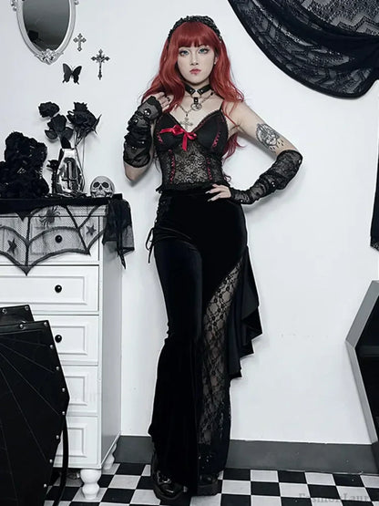 Wide Leg Gothic Halloween Pants Black / S
