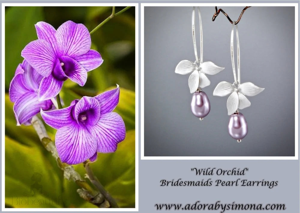 Wild Orchid Pearl Bridal Earrings