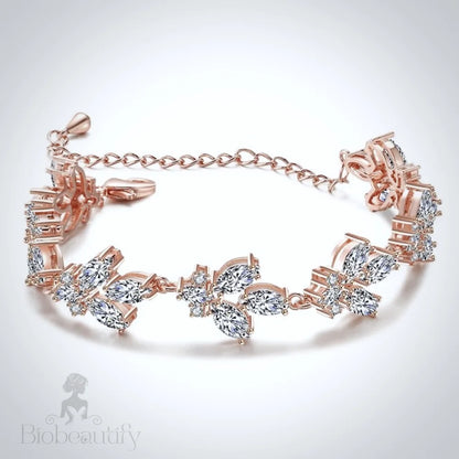 Willa Cubic Zirconia Bridal Bracelet In Silver And Rose Gold