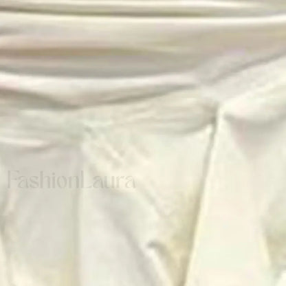 Women Solid Tie Up Drawstring Color Irregular Mini Summer Ruffles Gothic Ruched Skirt WHITE / S