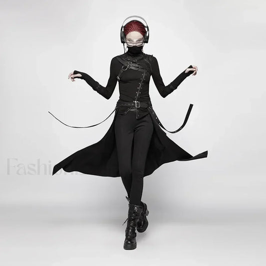 Women’s Harajuku Half Black Post Perform Apocalyptic Daily Stage Streetwear Personality Skirt BLACK / XS S