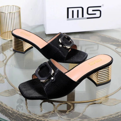 Women’s High-Heeled Summer Sandals With Square Buckle In New Plus Size