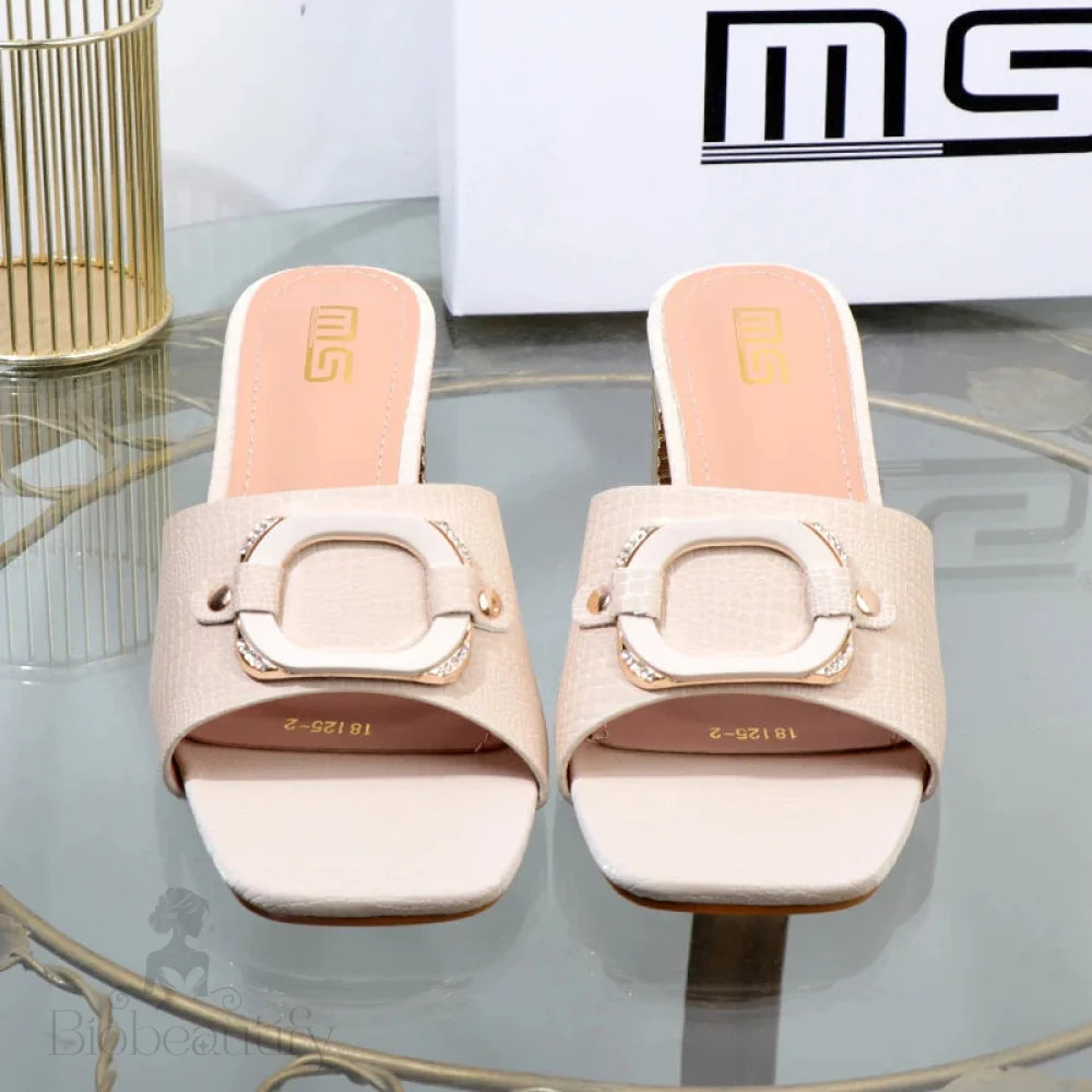 Women’s High-Heeled Summer Sandals With Square Buckle In New Plus Size