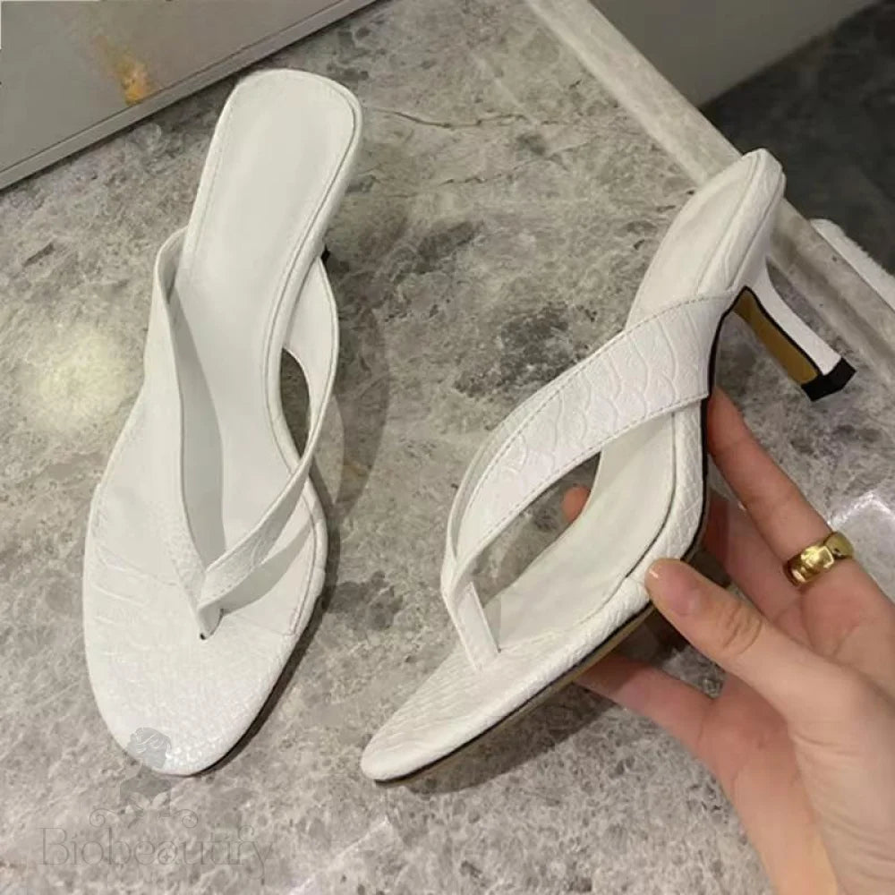 Women’s Summer Outdoor Sandal Slip On Flip Flop With Thin Low Heels