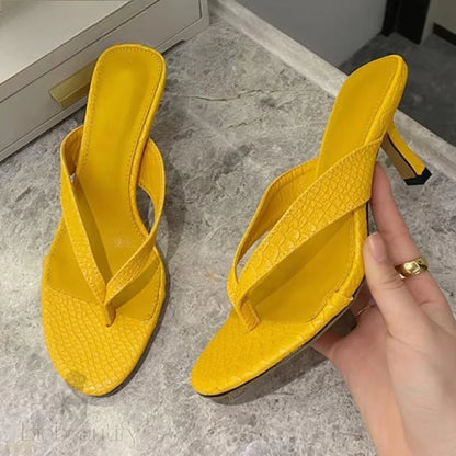 Women’s Summer Outdoor Sandal Slip On Flip Flop With Thin Low Heels Yellow / 40