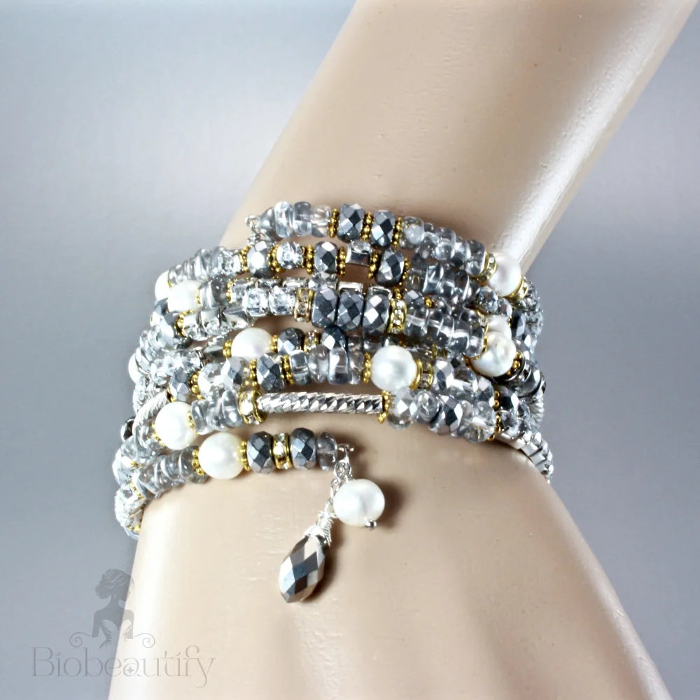 Wonder Freshwater Pearl And Crystal Bridal Bracelet