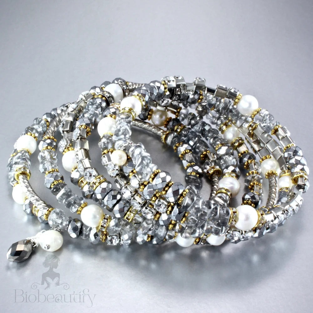 Wonder Freshwater Pearl And Crystal Bridal Bracelet