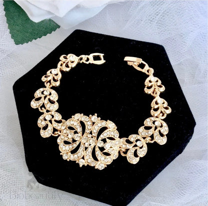 Wynona Rhinestone Bridal Bracelet In Silver And Gold