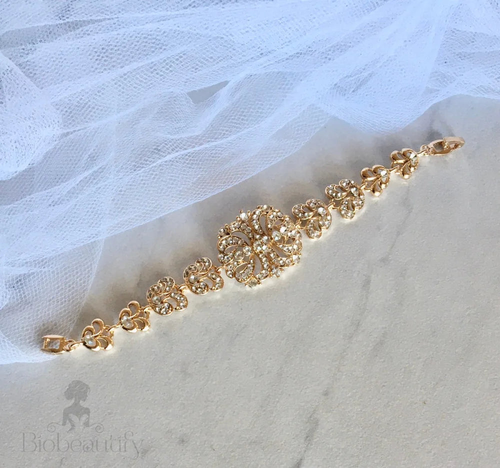 Wynona Rhinestone Bridal Bracelet In Silver And Gold