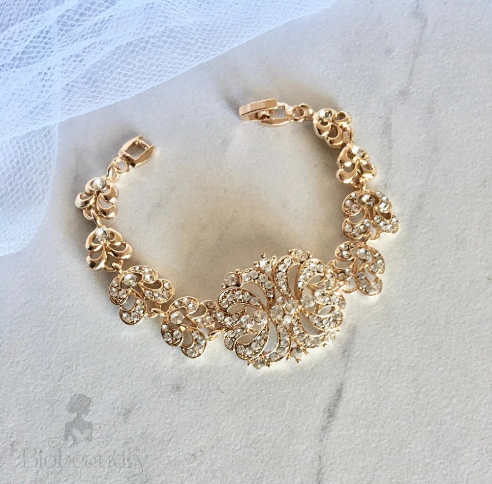 Wynona Rhinestone Bridal Bracelet In Silver And Gold