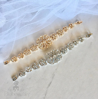 Wynona Rhinestone Bridal Bracelet In Silver And Gold