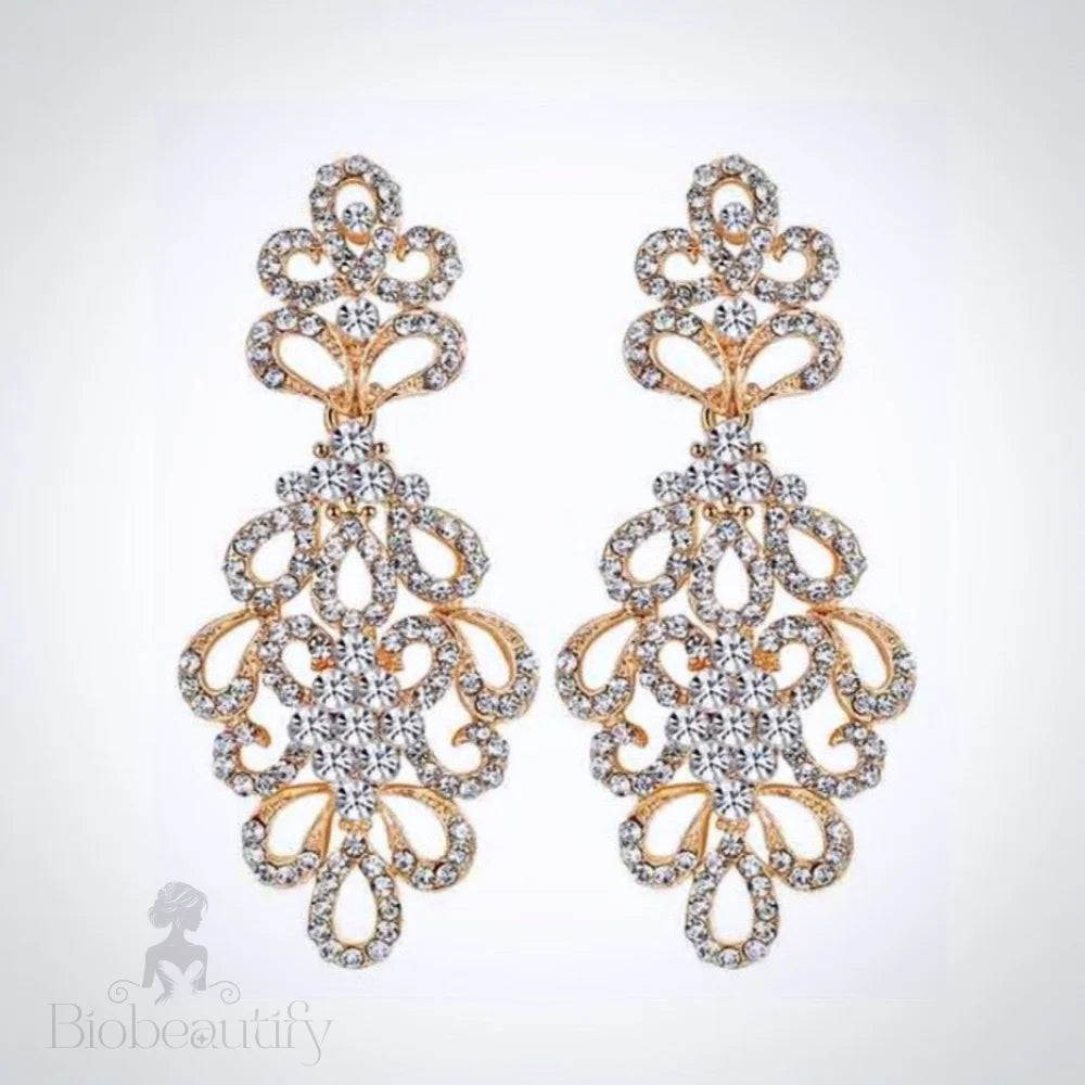 Wynona Rhinestone Bridal Earrings In Silver And Gold