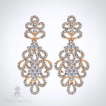 Wynona Rhinestone Bridal Earrings In Silver And Gold