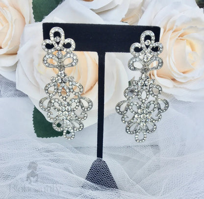 Wynona Rhinestone Bridal Earrings In Silver And Gold