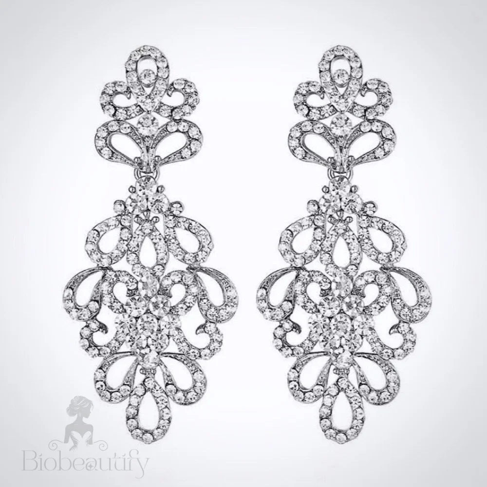 Wynona Rhinestone Bridal Earrings In Silver And Gold