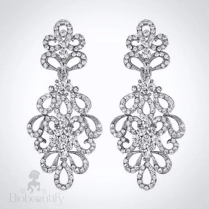 Wynona Rhinestone Bridal Earrings In Silver And Gold