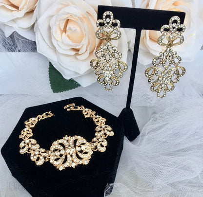 Wynona Rhinestone Bridal Earrings In Silver And Gold