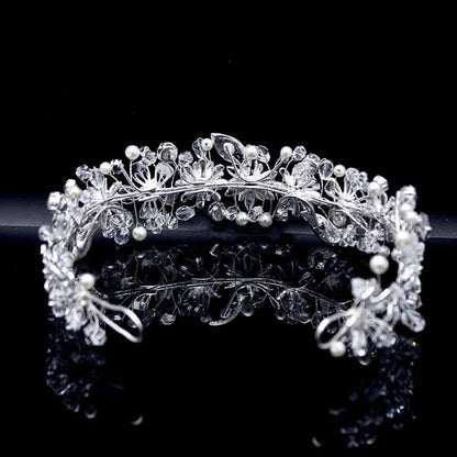 Xenia Pearl Crystal Silver Bridal Headband