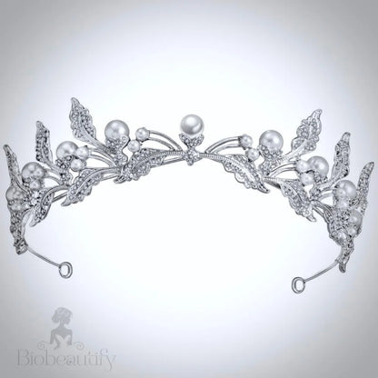 Xyra - Pearl And Rhinestone Wedding Tiara