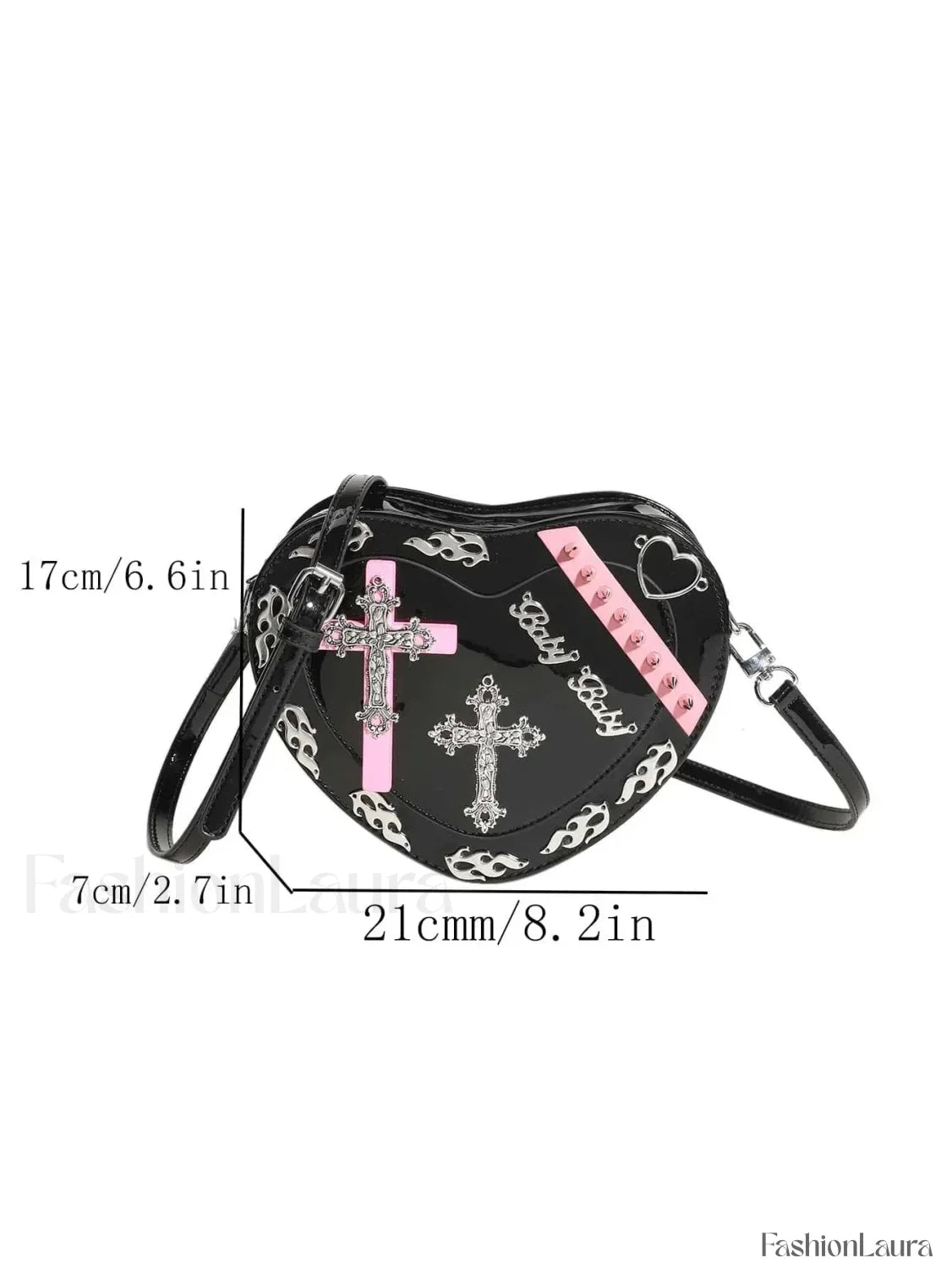 Y2K Cross Pattern Colorful Trendy Mini PU Punk Coffin Gothic Shape Bag Black