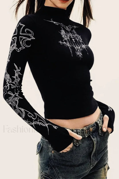 Y2K High Neck T-Shirt