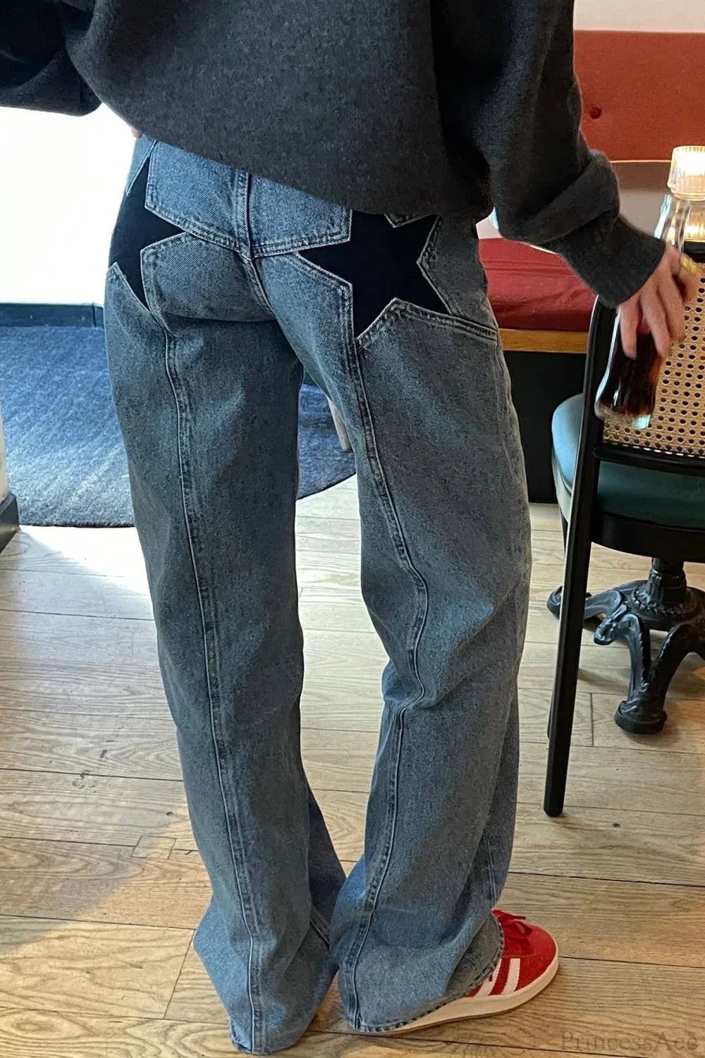 Y2K Star Color-Block Patchwork Jeans Blue / S