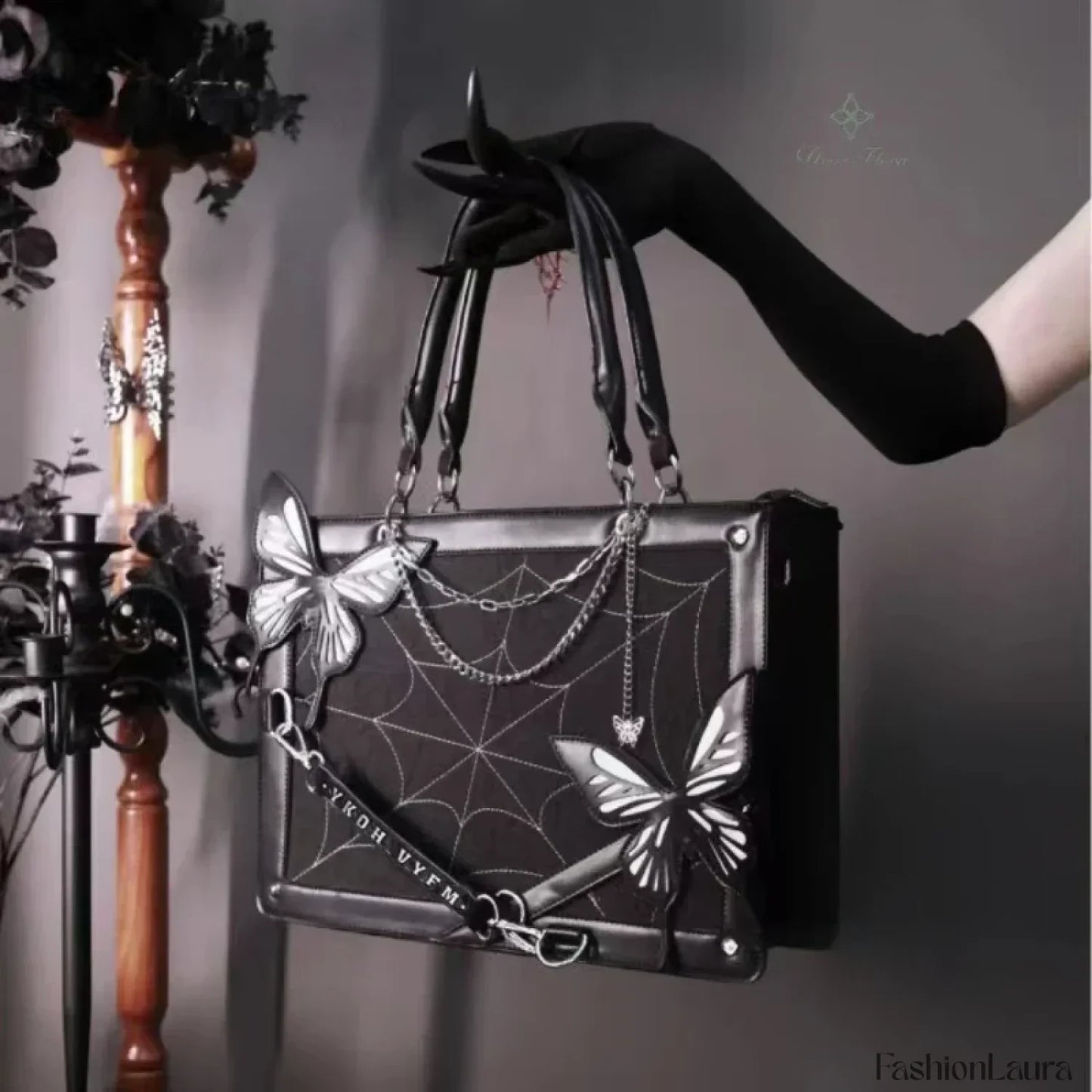 Y2K Transparent Spider Labyrinth Butterfly Letter Gothic Chain Web Bag