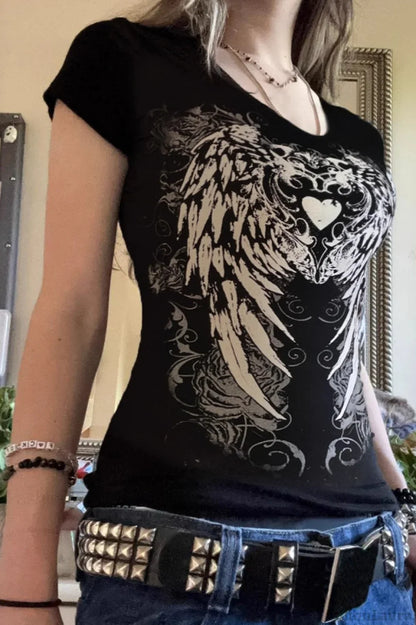 Y2K Wing Graphic Slim Fit T-Shirt