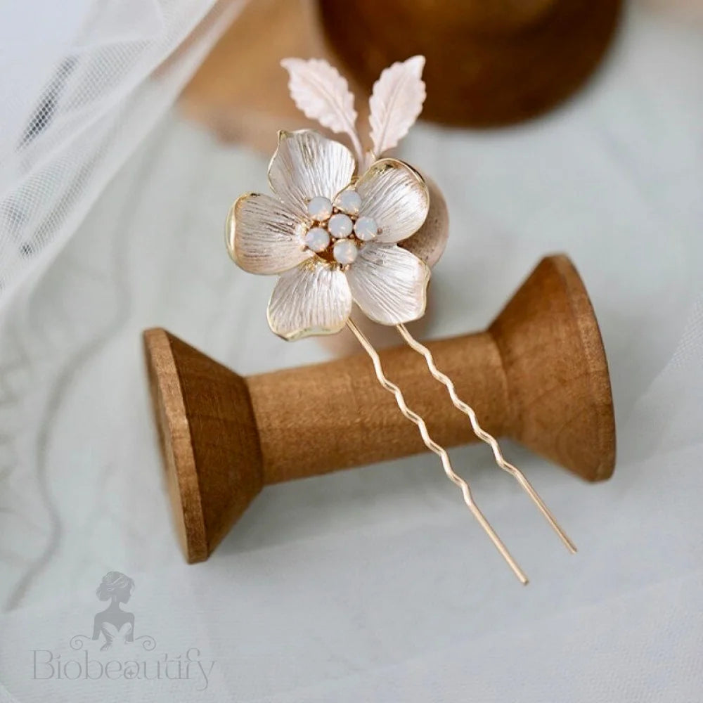 Yara Gold Opal Bridal Hair Pins Set