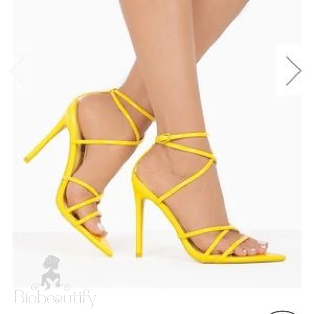 Yasmine Yellow Strappy Heels 8.5 /