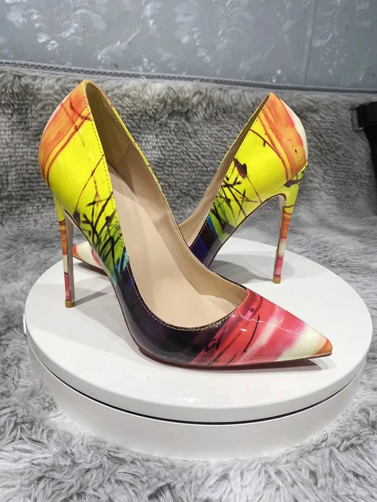 Yellow Graffiti High Heels - 12Cm Classic