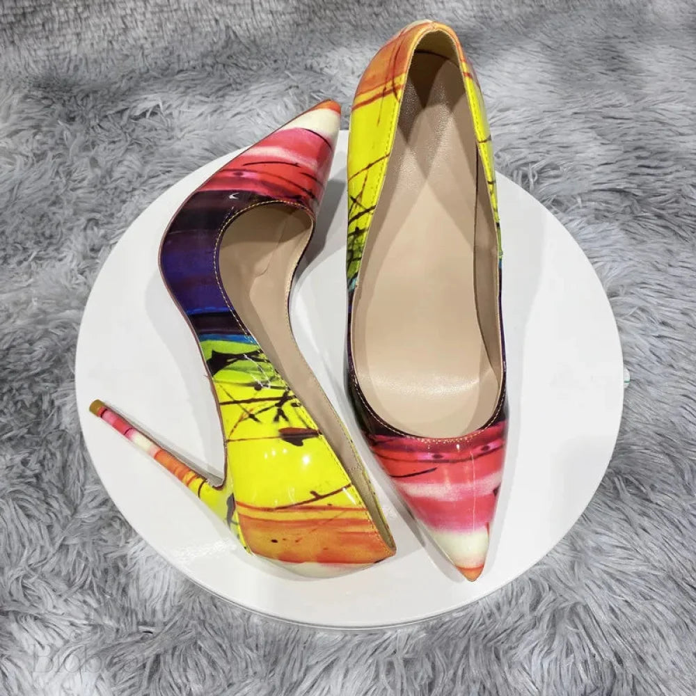 Yellow Graffiti High Heels - 12Cm Classic