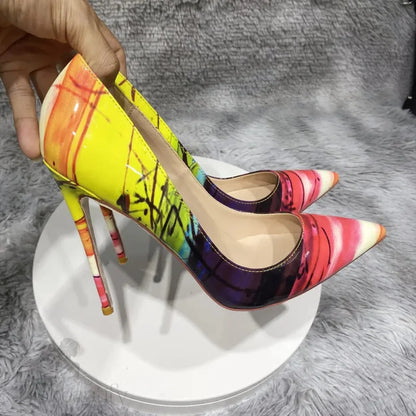 Yellow Graffiti High Heels - 12Cm Classic