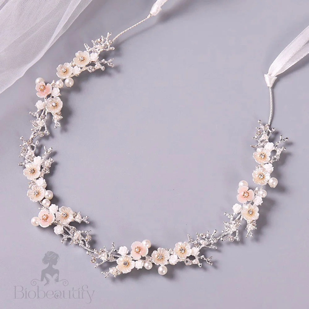 Wedding Hair Accessories - Pearl and Crystal Bridal Headband - Available in Yellow Gold